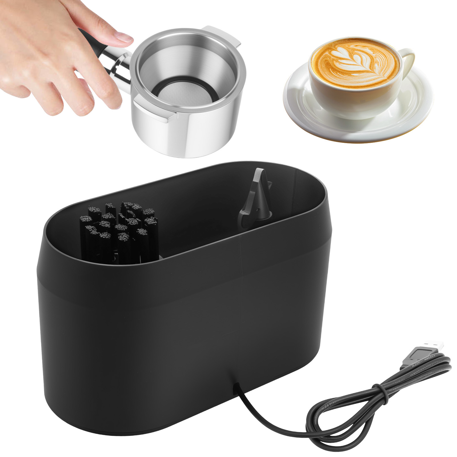 Coffee Equipment Holder - Pembersih Knock Box Otomatis Elektrik, Pembersih